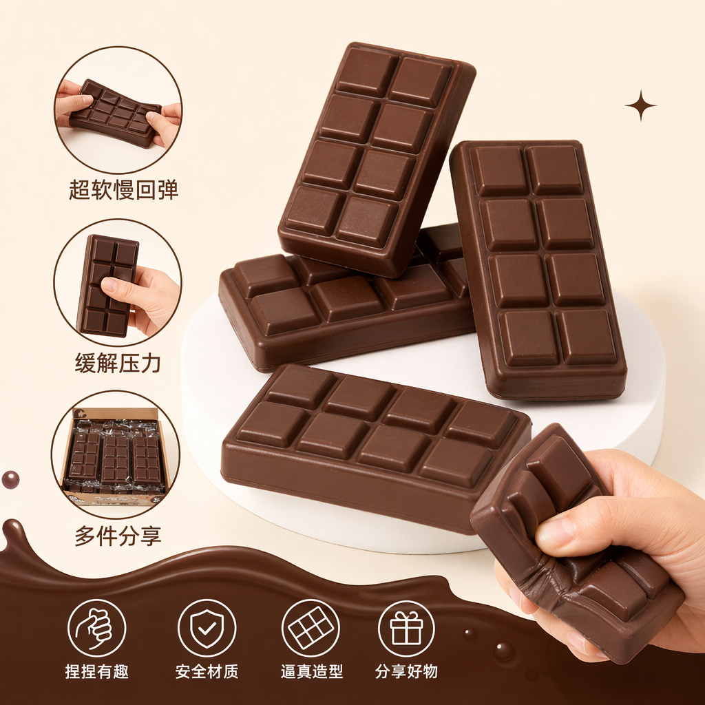 棕色巧克力条玩具盒创意益智儿童零食造型收纳盒