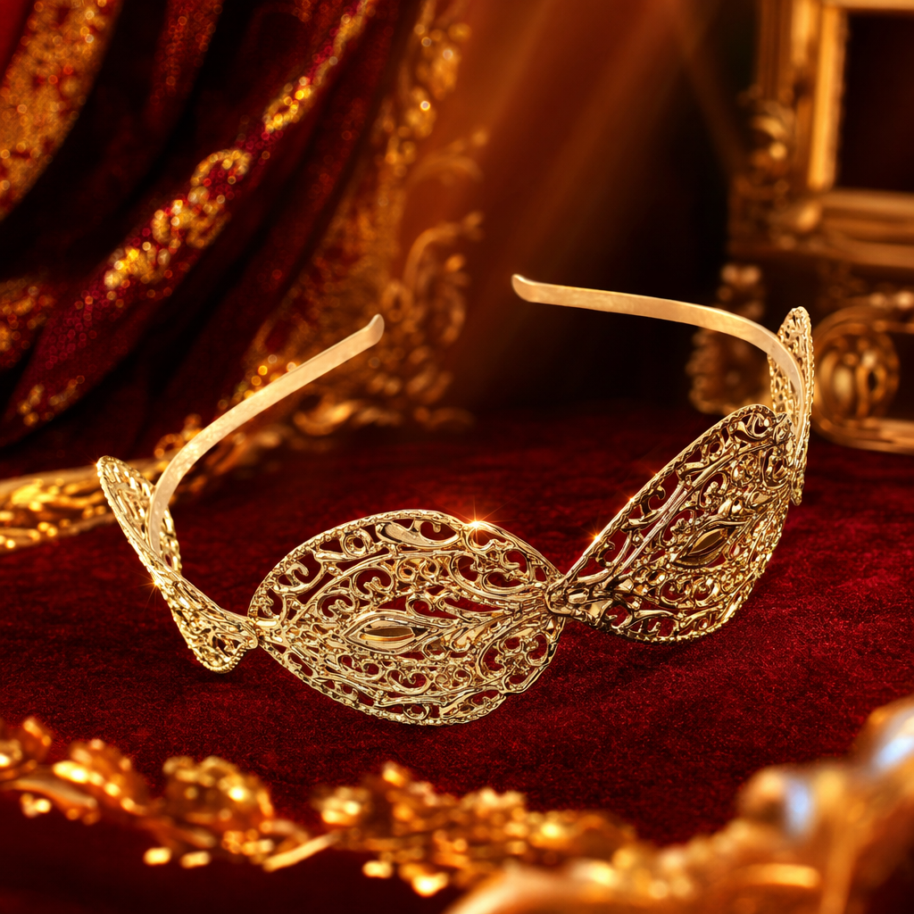 The golden hollowed-out decorative headband is a fashionable and versatile hair accessory that is a must-have for women's daily outfits Specification image