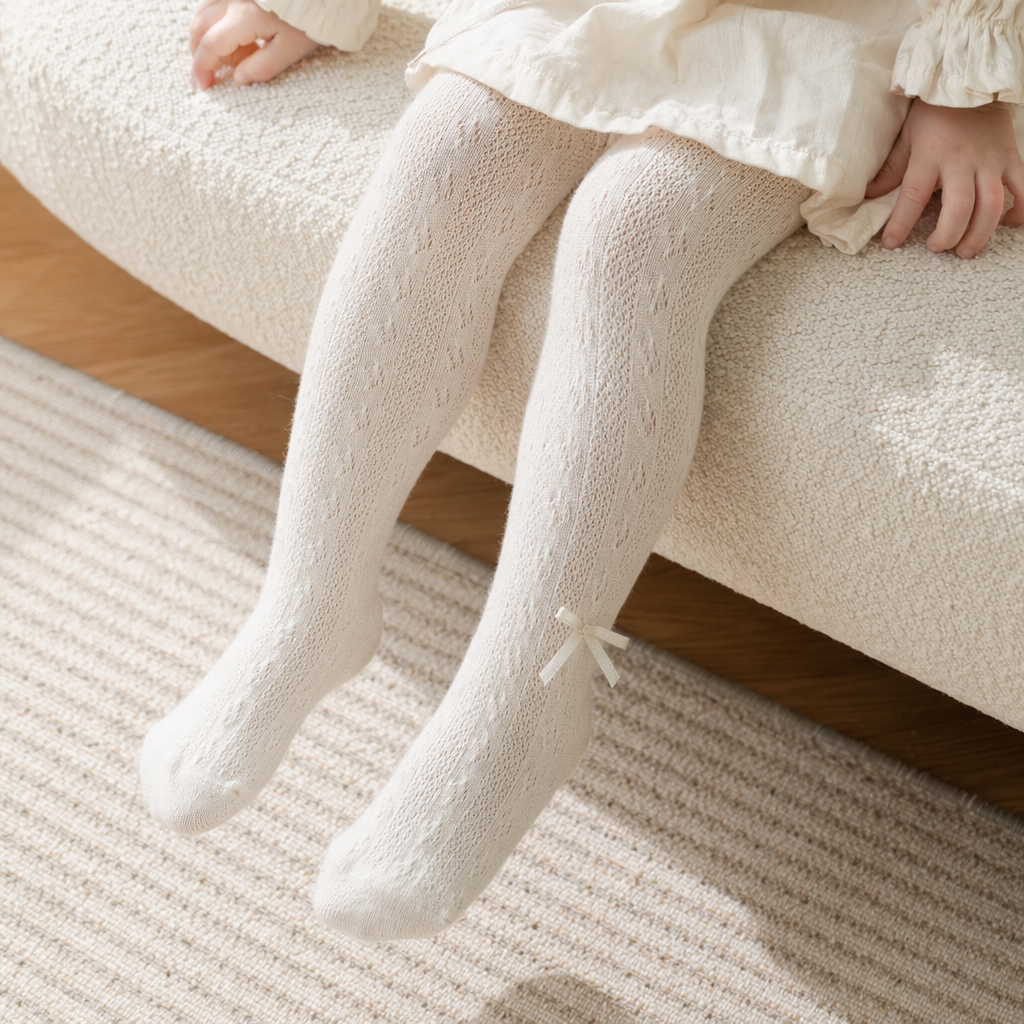 Light pink knitted pantyhose women's slimming elastic warm base socks details Picture