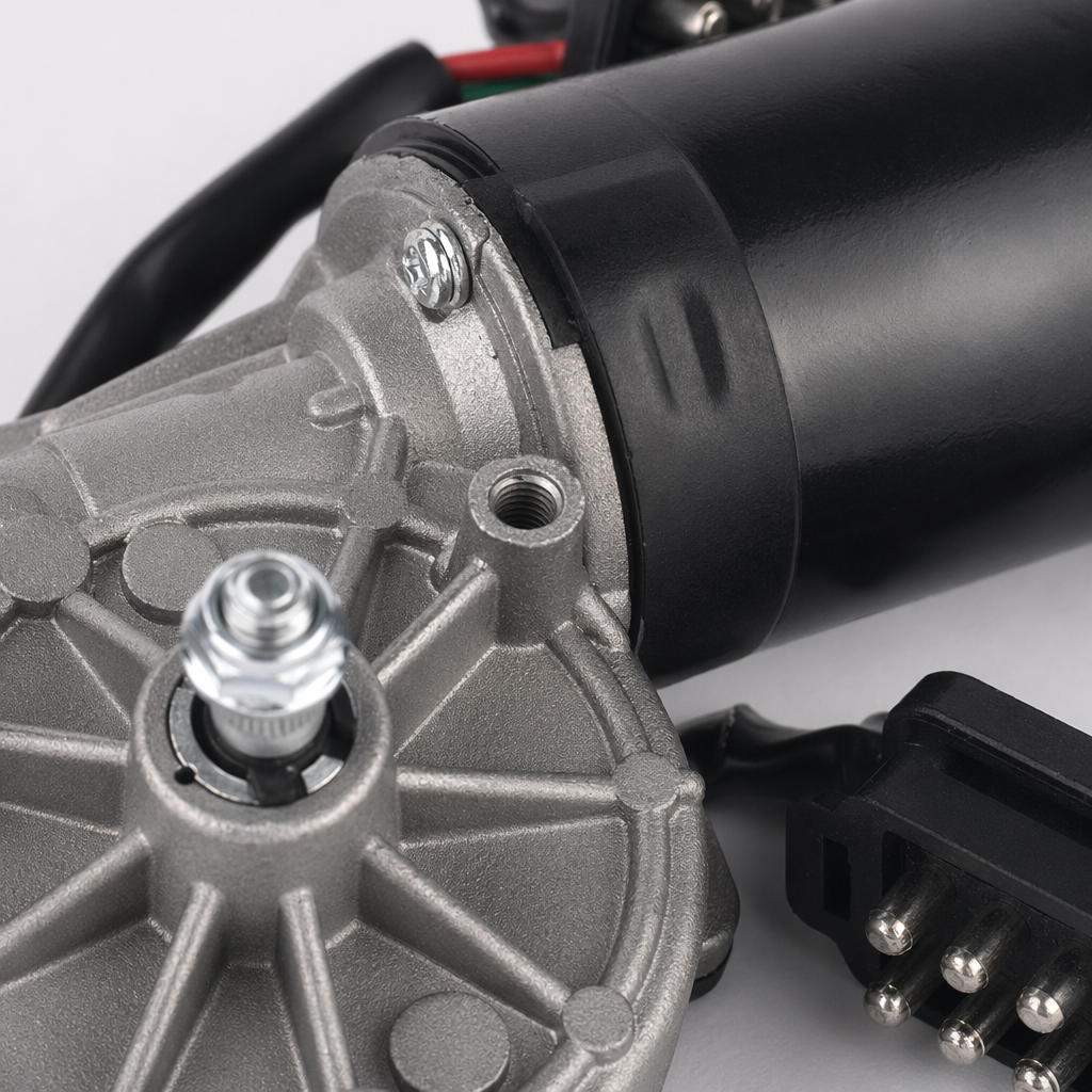 Black motor with silver gear housing and three colored wire connectors for Mercedes-Benz E-Class car wiper motor 1638201042 Application Scenario