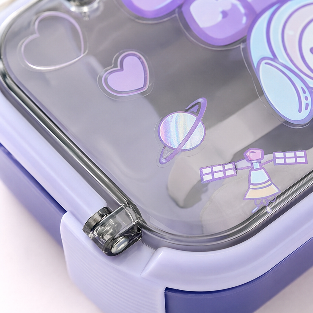 Colorful cartoon children's lunch box, portable sealed and environmentally friendly plastic lunch box Application Scenario