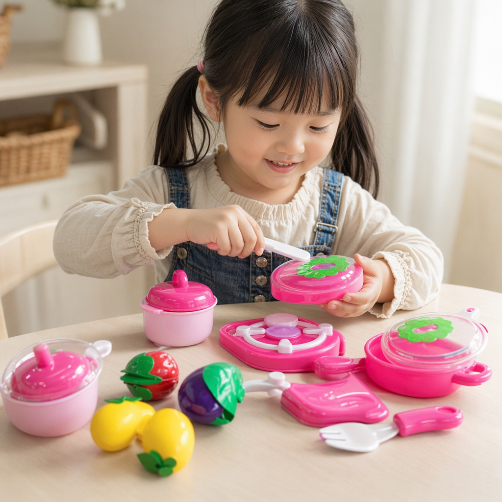 Pink children's kitchenware set, safe and non-toxic, baby kitchen toys, birthday gifts for girls details Picture
