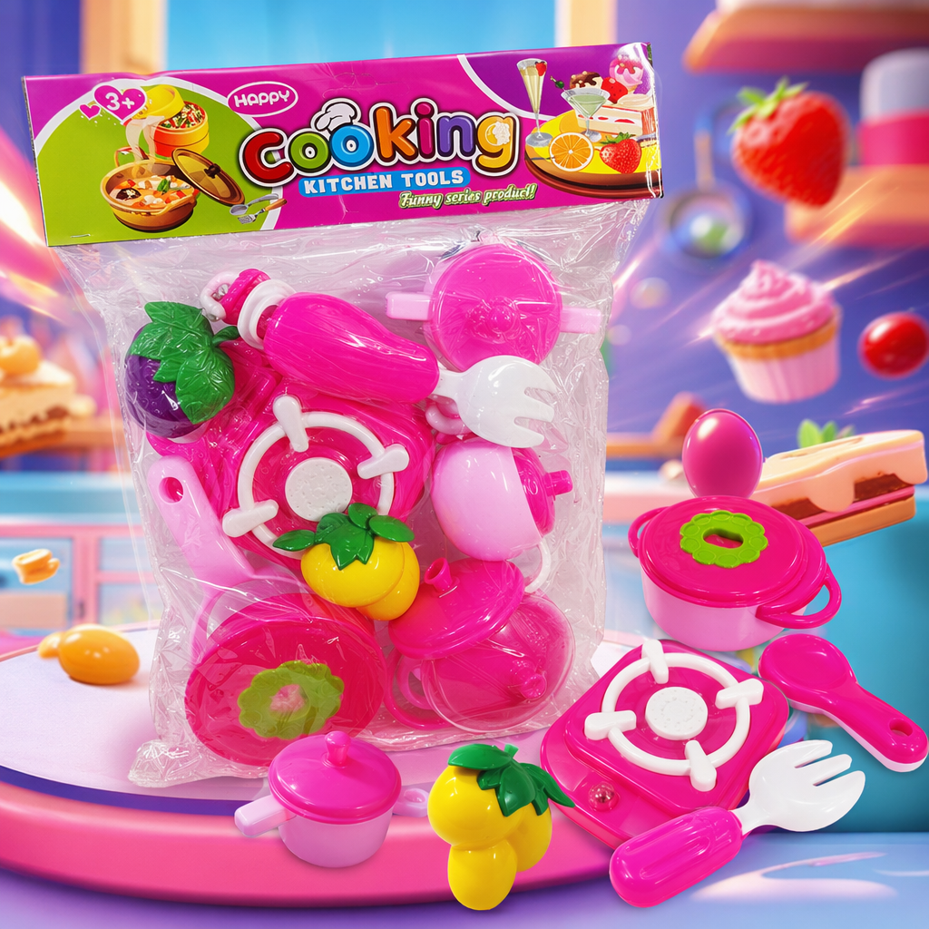 Pink children's kitchenware set, safe and non-toxic, baby kitchen toys, birthday gifts for girls Specification image