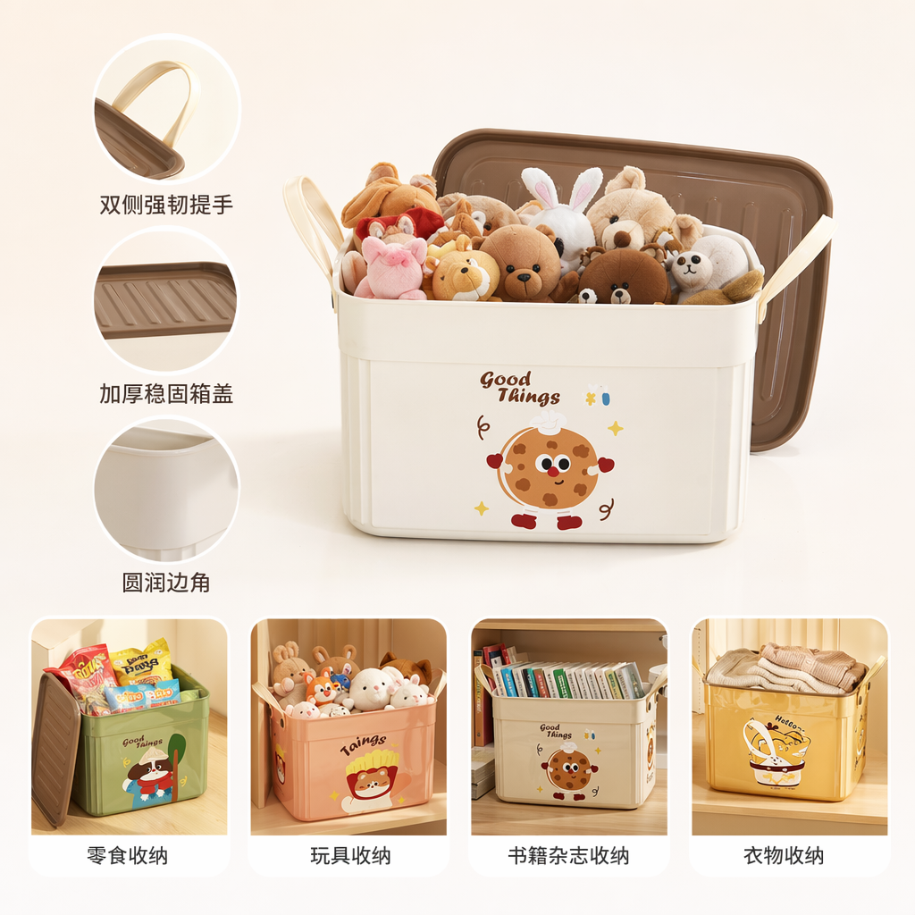 Colorful cartoon storage box, household organizing box, children's toy storage box