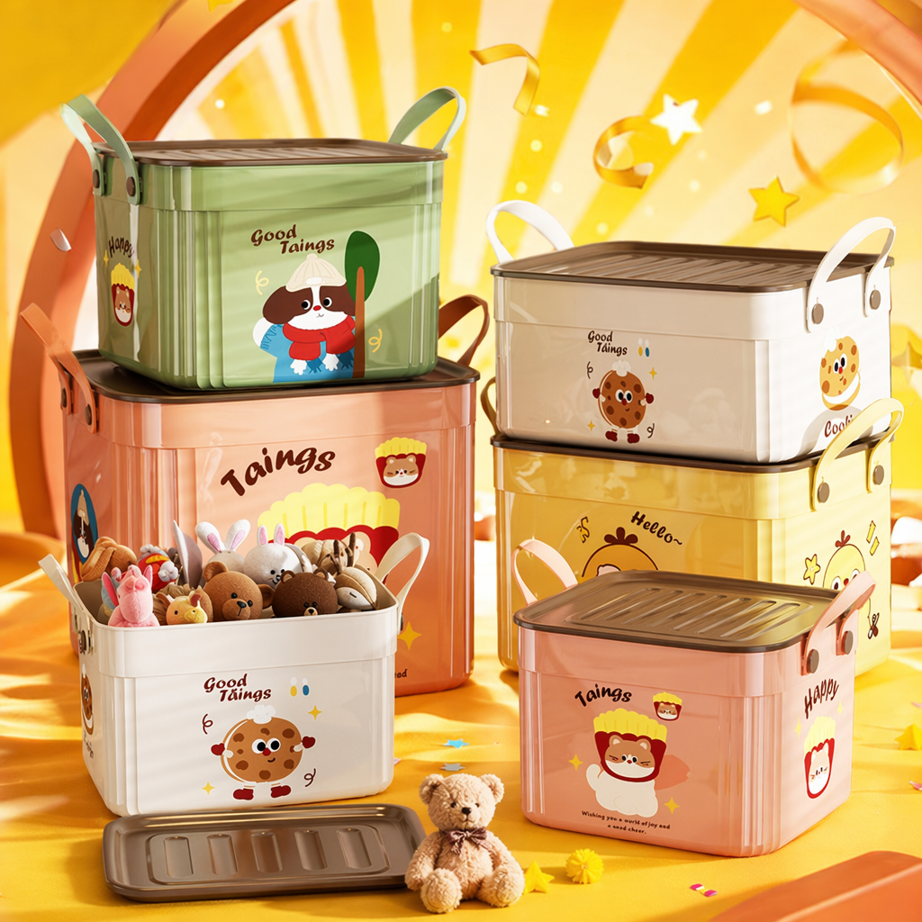 Colorful cartoon storage box, household organizing box, children's toy storage box Specification image
