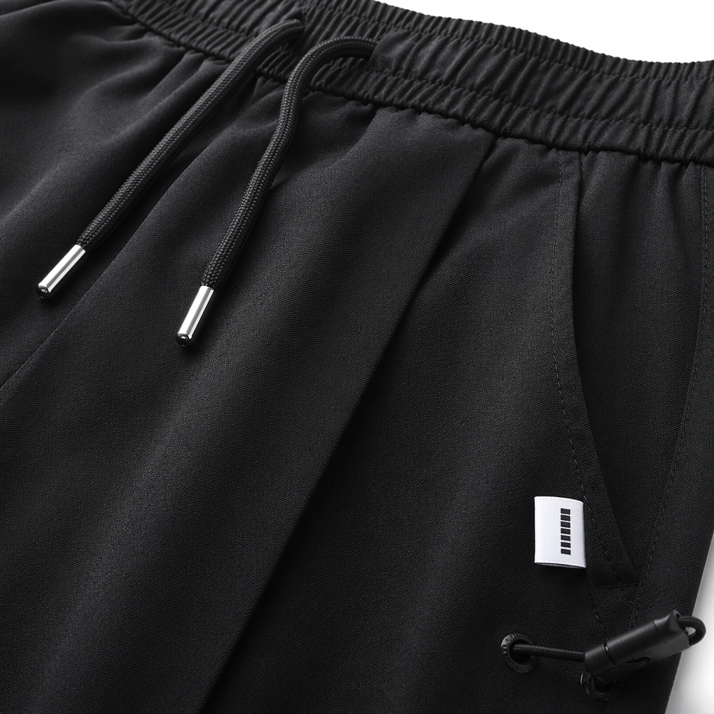 Black sportswear pants are perfect for slimming and shaping men. Paired with white shoes and black watches, they are the same style for models Application Scenario