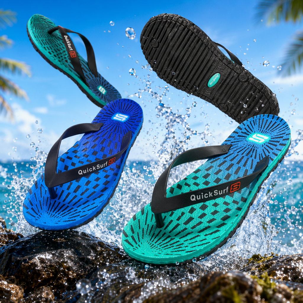 Blue and green gradient herringback flip-flops for women, anti-slip, comfortable and casual summer slippers Specification image