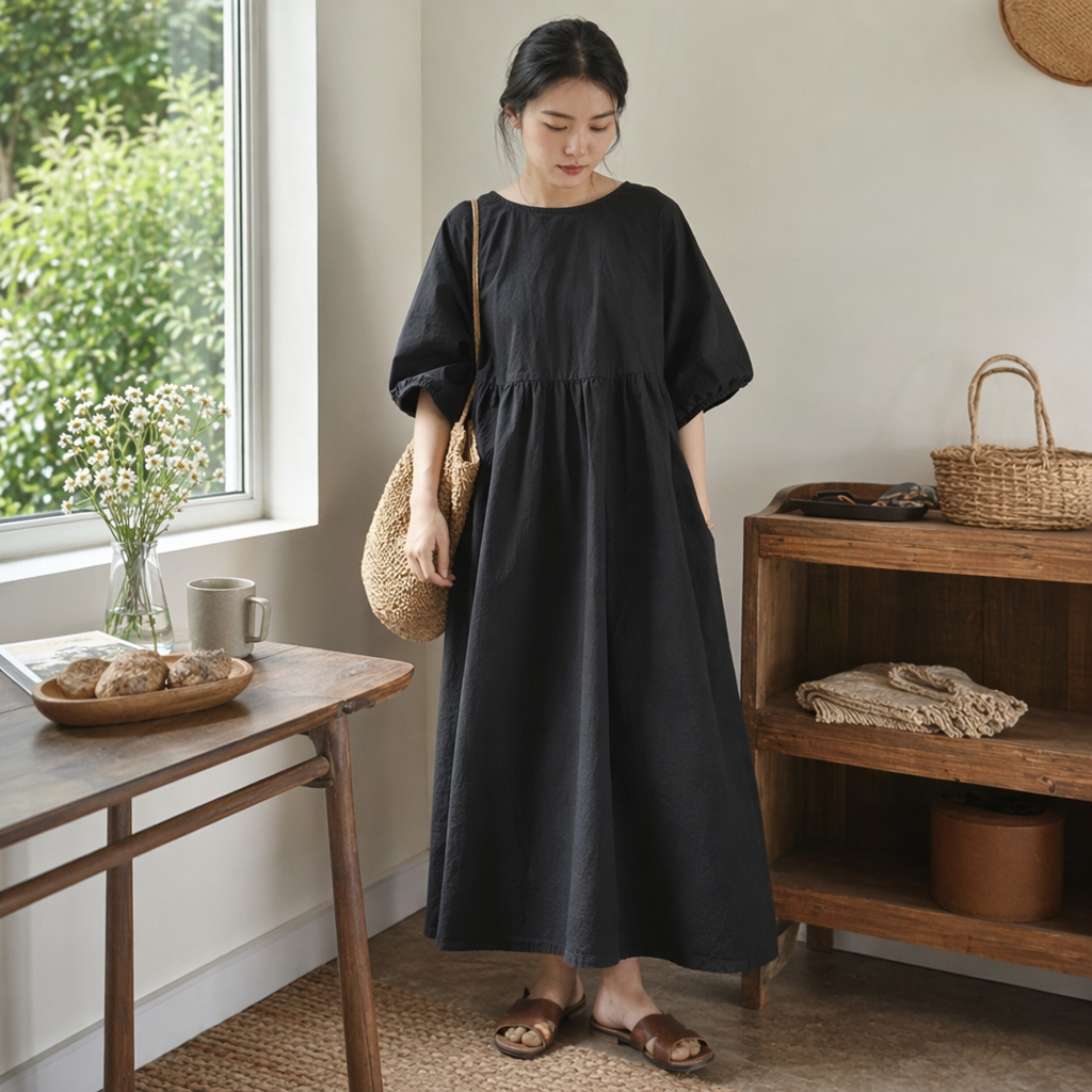 This is a new summer fashion and versatile long-sleeved mid-length dress for women, which is slimming and shaping details Picture
