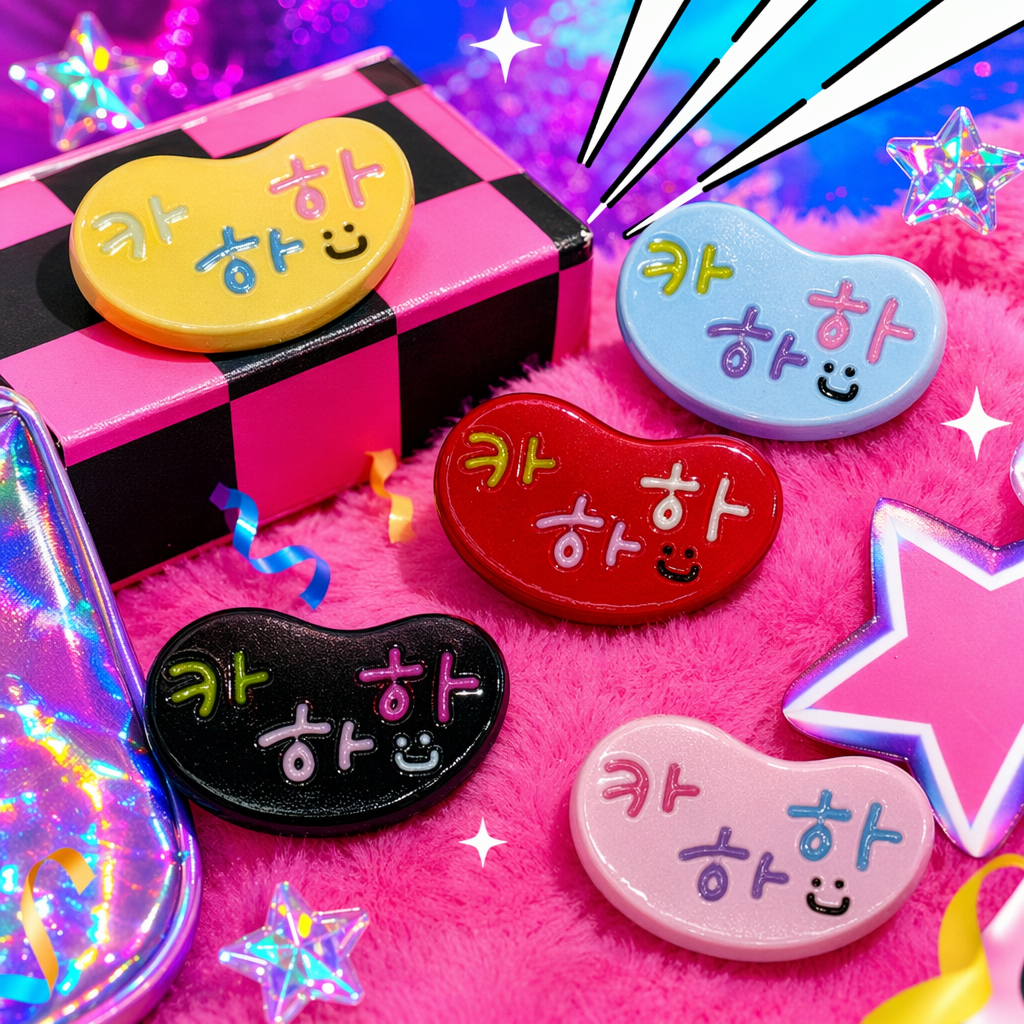 Colorful bean-shaped badges with a metallic texture, cute and fun, and personalized pin decoration Specification image