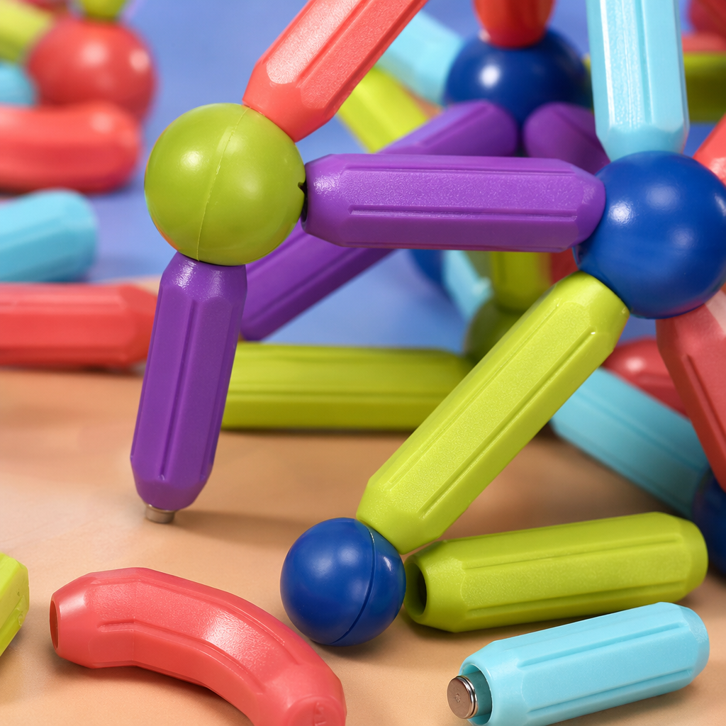 Colorful magnetic stick toy box, made of ABS safety material, 3-12 years old early education and intelligence set Application Scenario