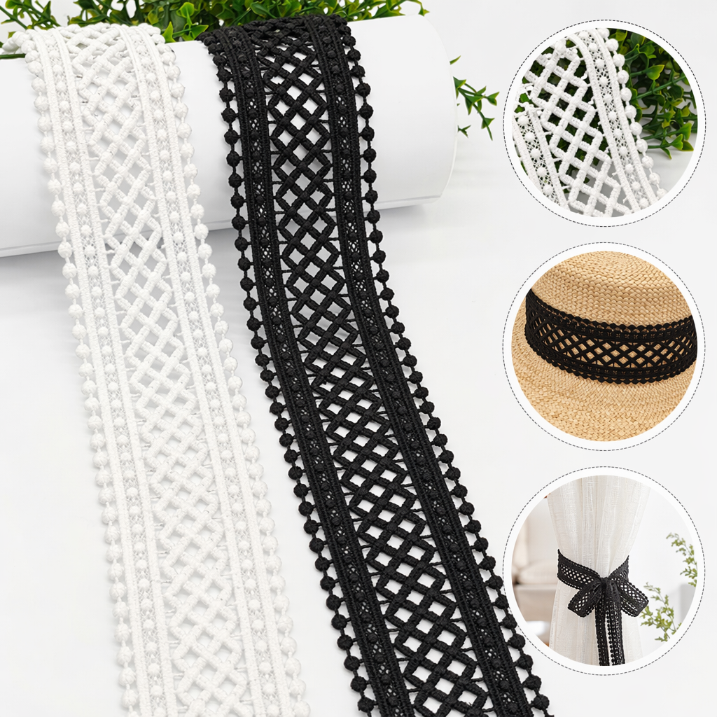 DIY decorative accessories for sewing white and black lace trim strips