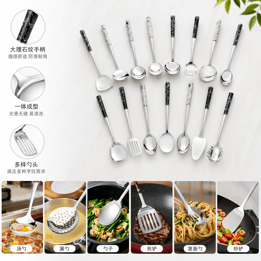 银色不锈钢厨具套装 炒锅煎锅汤锅三件套家用厨房用具