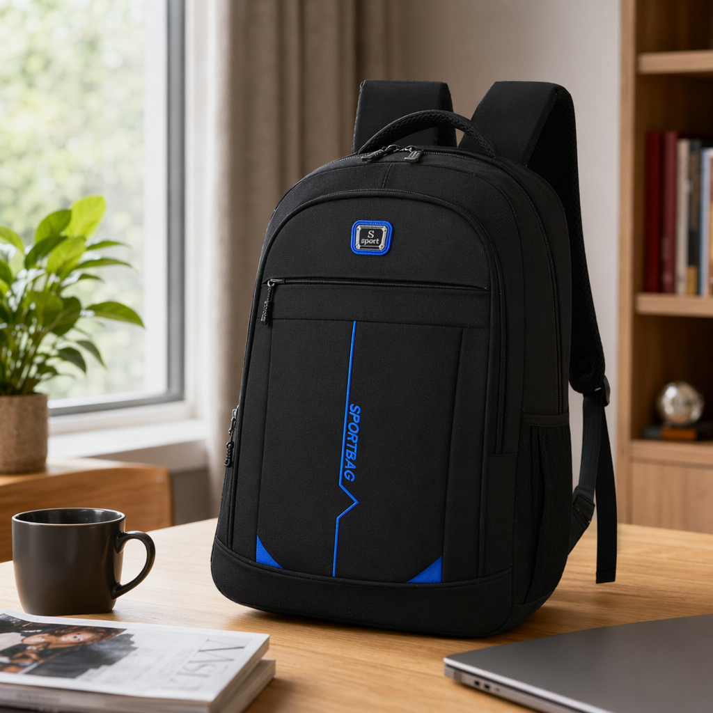 This black backpack is simple and versatile. It is a large-capacity, lightweight travel backpack for student commuting details Picture