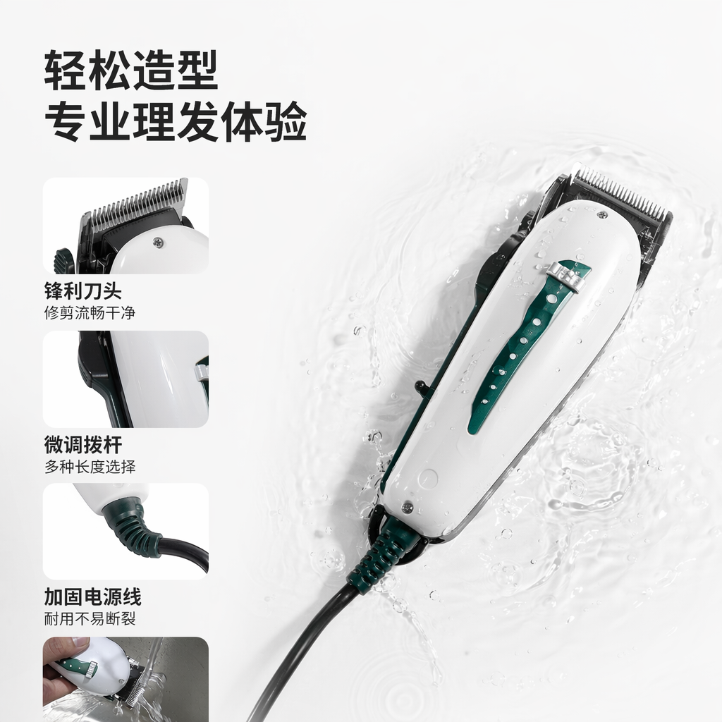 白色电推剪家用静音理发器男士专业修剪便携充电式
