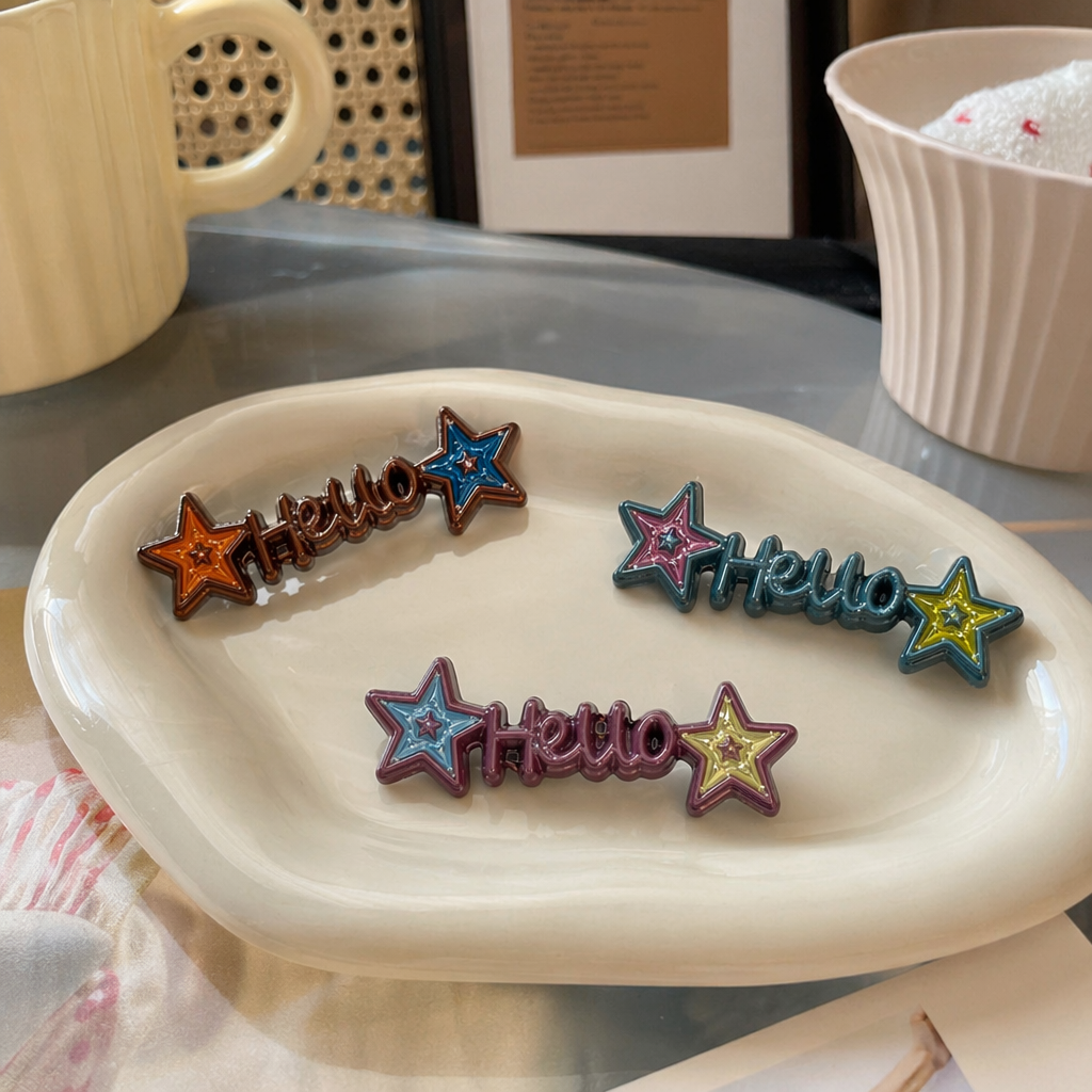 Colorful star Hello word decorative piece, metallic texture creative home decoration details Picture