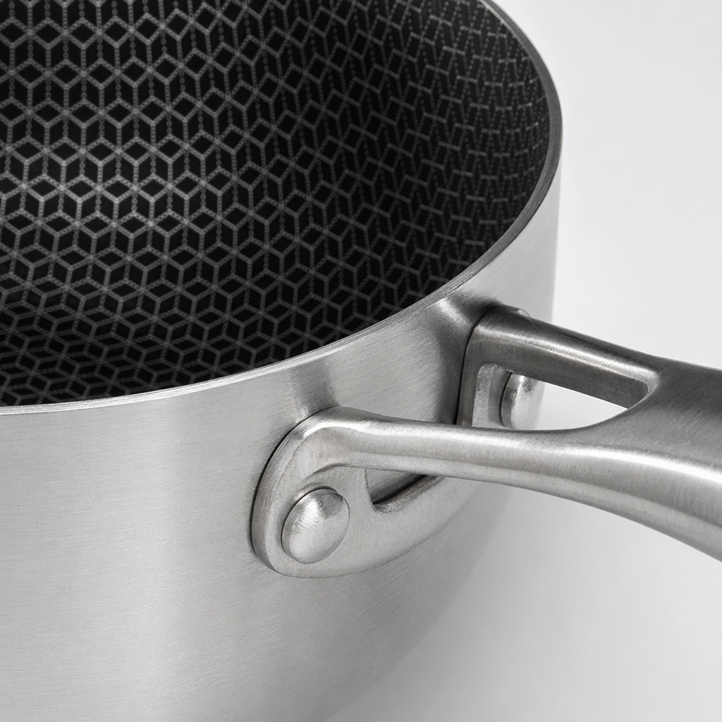 Silver small pot, black honeycomb inner liner frying pan, household non-stick pan Application Scenario