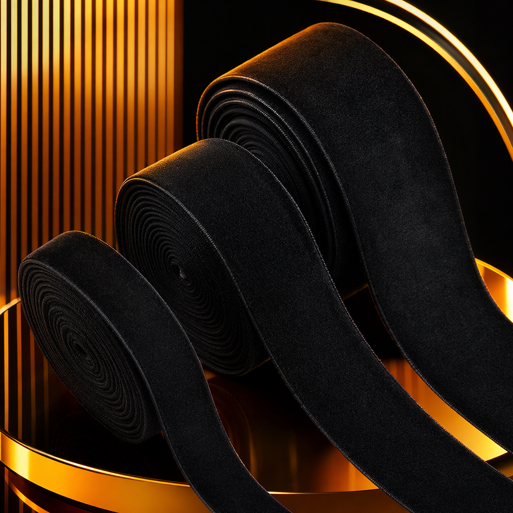 Black velvet ribbon with a velvet texture for DIY sewing decoration Specification image