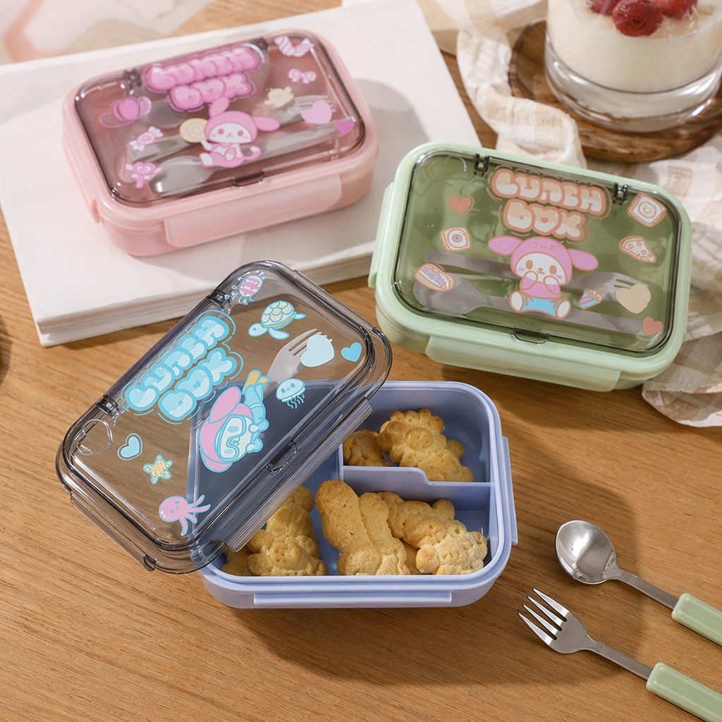 Colorful cartoon lunch box, children's lunch box, cute lunch box, portable sealed lunch box details Picture