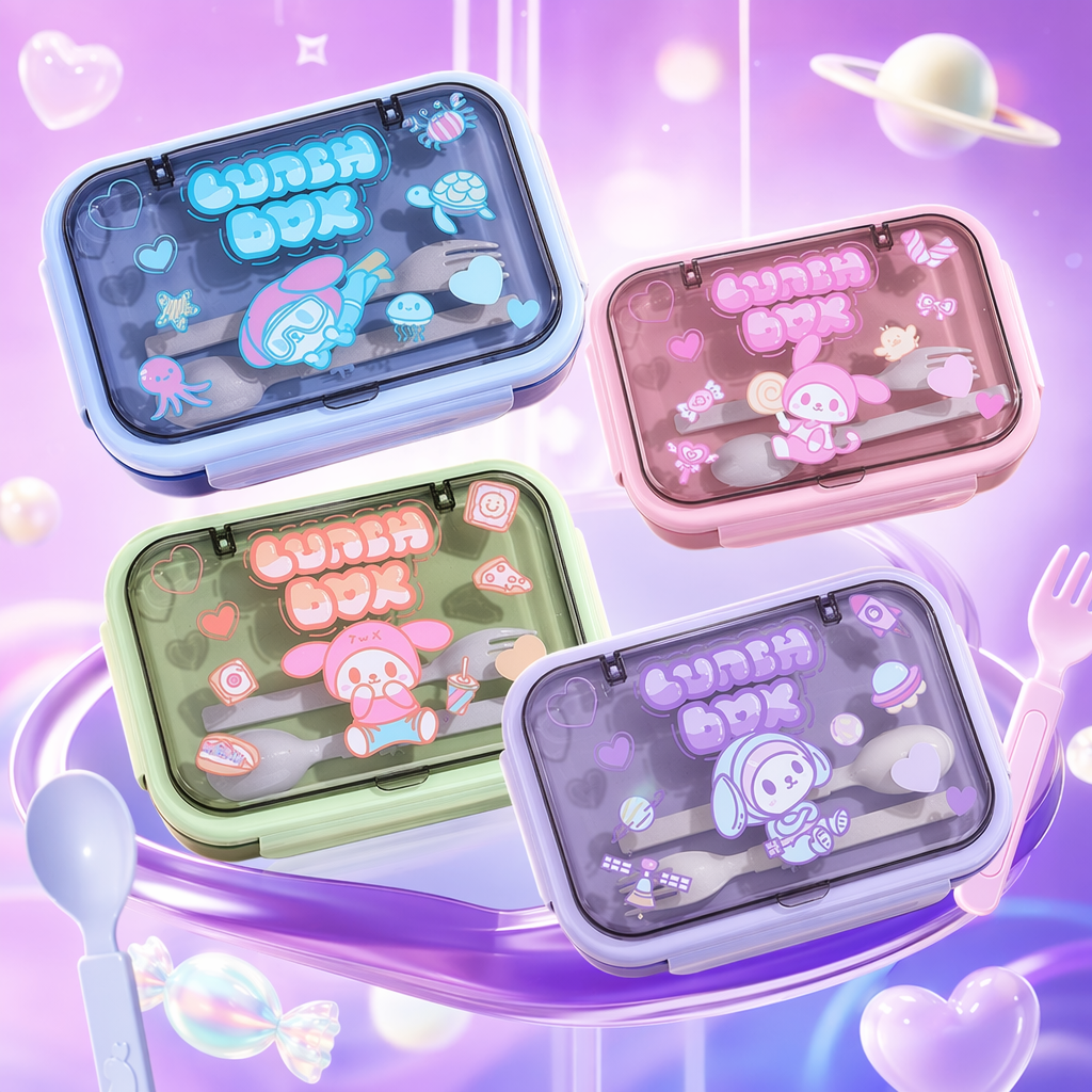 Colorful cartoon lunch box, children's lunch box, cute lunch box, portable sealed lunch box Specification image