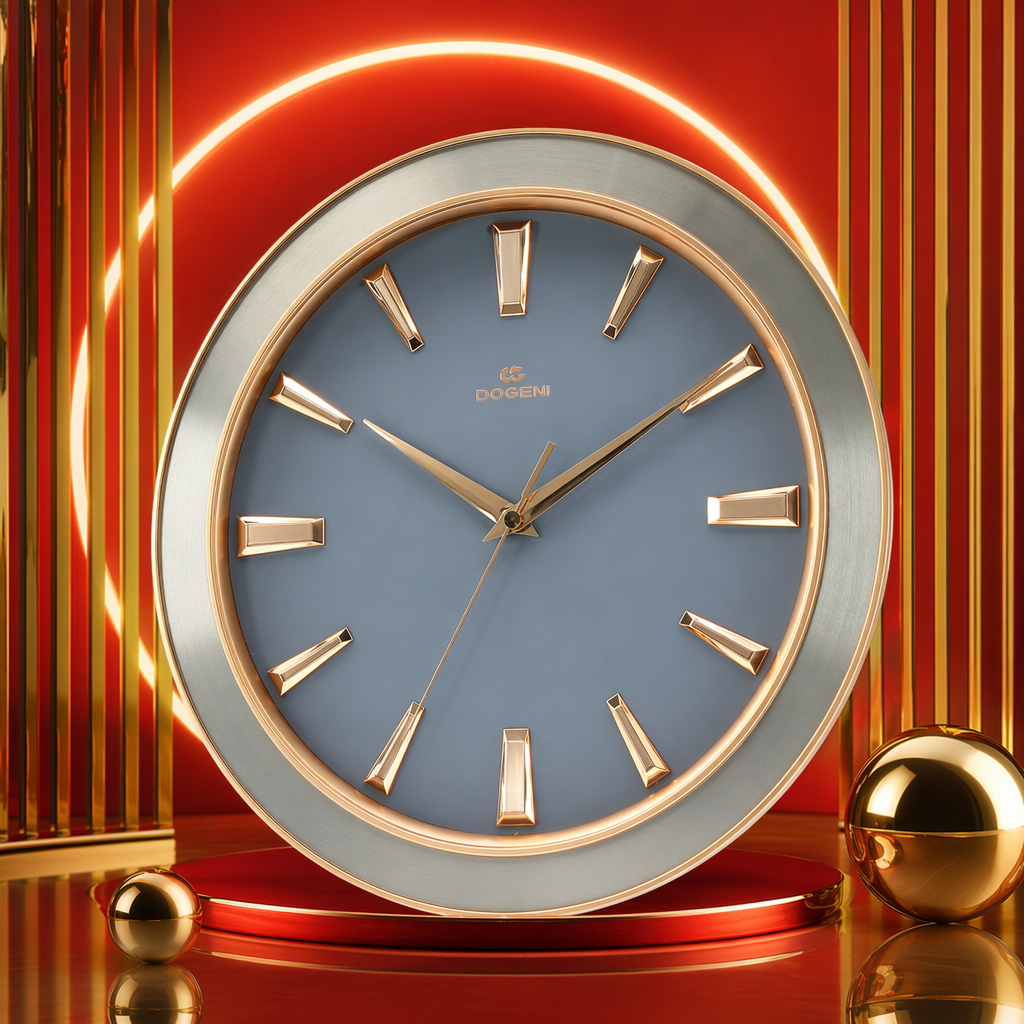The grey dial with golden hour markers wall clock is simple and fashionable for decoration in the living room and bedroom Specification image