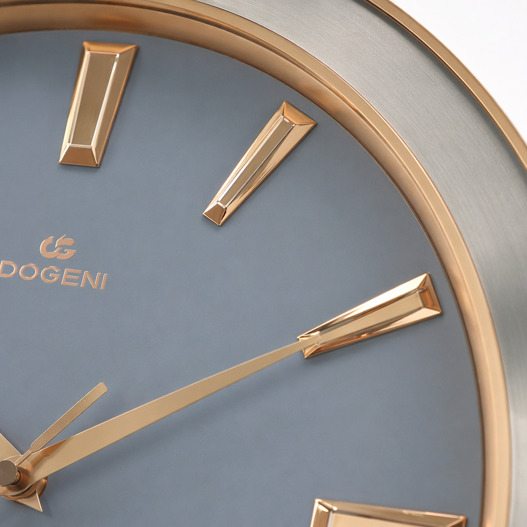 The grey dial with golden hour markers wall clock is simple and fashionable for decoration in the living room and bedroom Application Scenario