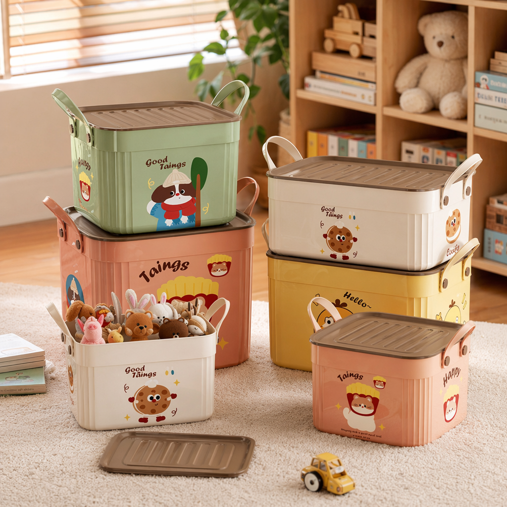 Colorful cartoon storage box, children's home desktop organization box, multi-functional storage box details Picture