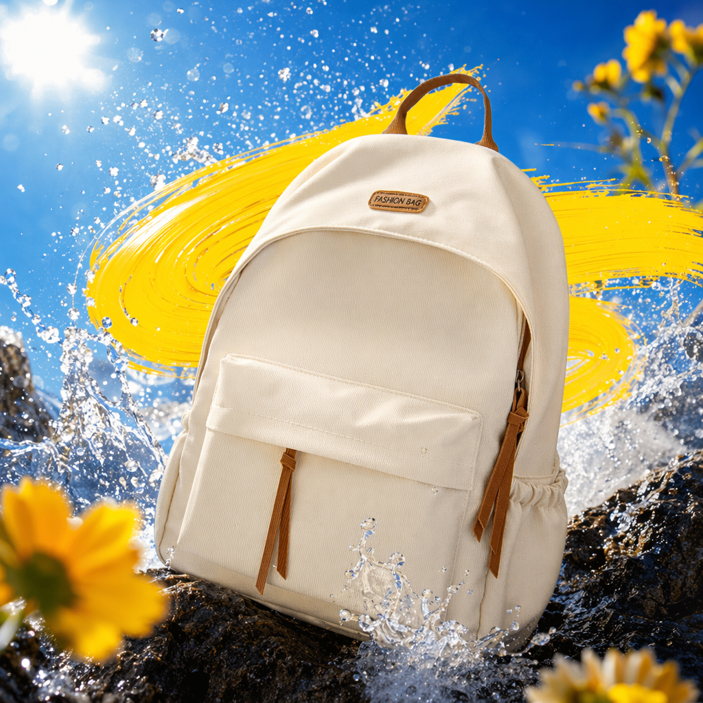 This white backpack is simple and versatile. It's a lightweight, large-capacity, fashionable and casual backpack for students' commuting Specification image