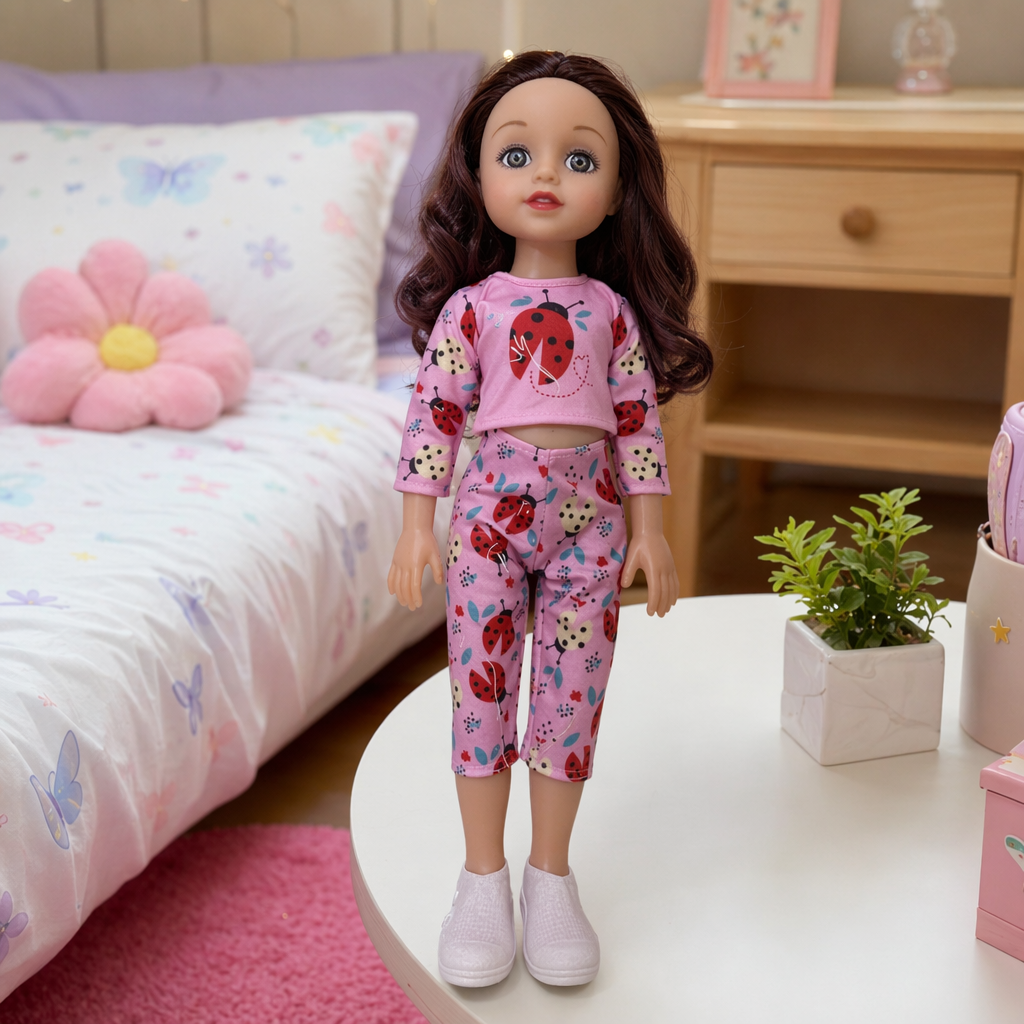 Pink ladybug pattern one-piece dress for baby girls, pure cotton crawling dress for spring and summer details Picture