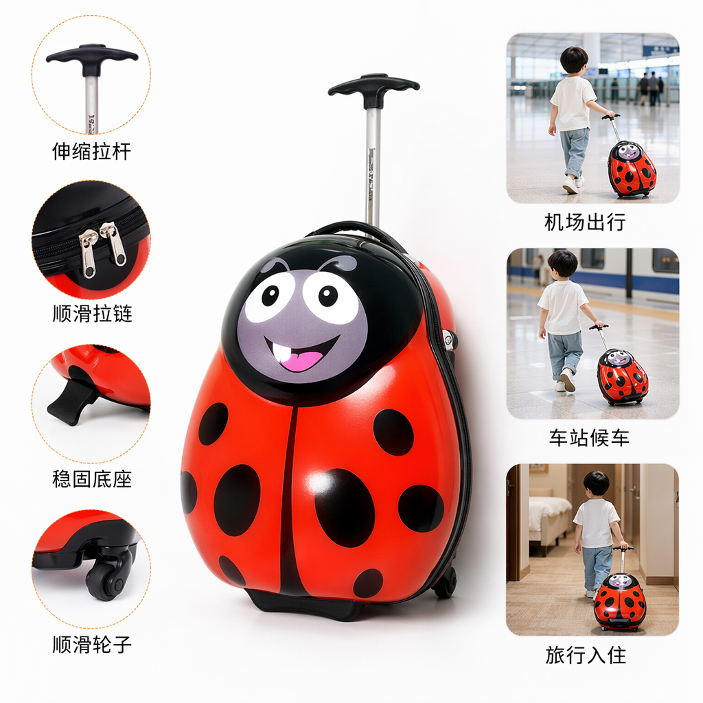 红色瓢虫造型儿童书包可爱卡通双肩背包