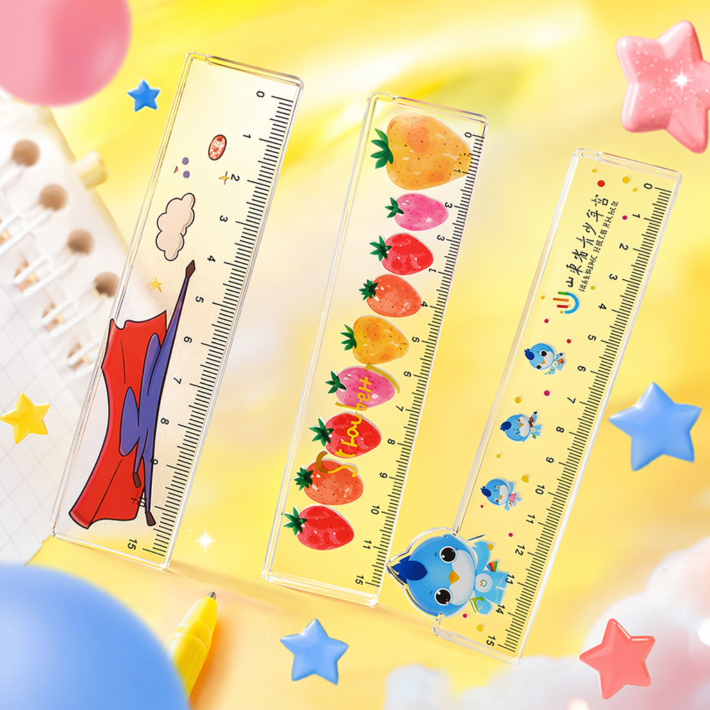 彩色草莓卡通小鸟尺子 手握铅笔写字场景学生文具 Specification image