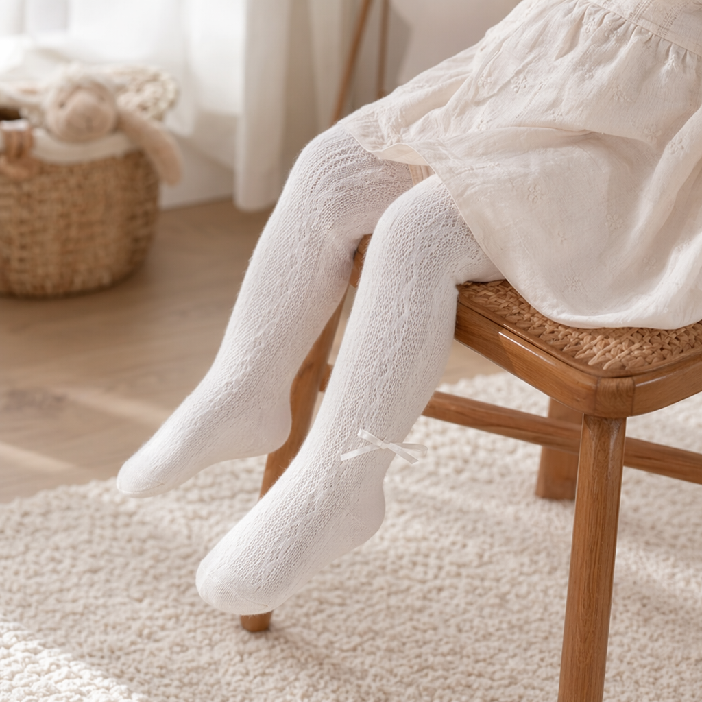 Light pink knitted pantyhose women's slimming, elastic and warm base socks details Picture
