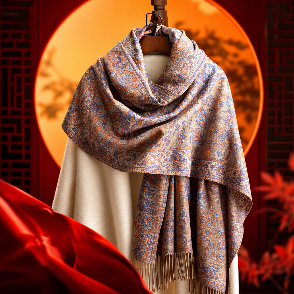 This printed scarf for women in autumn and winter is made of pure cotton, thickened, warm, versatile, fashionable and long Specification image