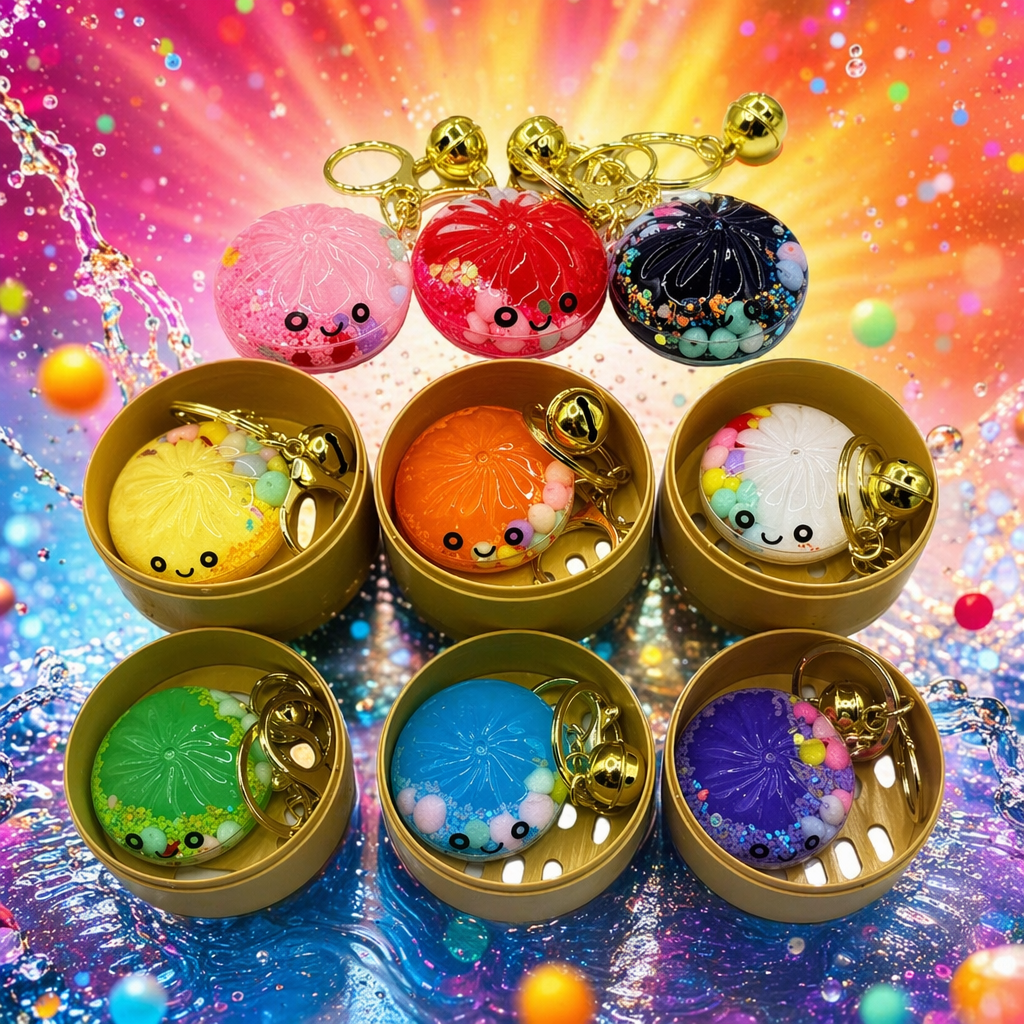Colorful xiaolongbao-shaped keychains, cute Chinese-style creative pendants, excellent gifts Specification image