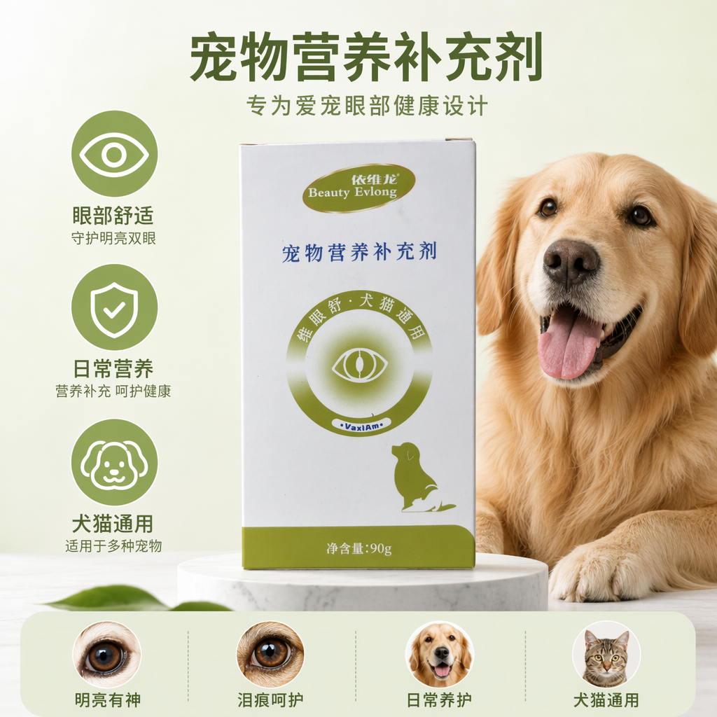 White packaging box pet nutrition supplement, pet vitamin calcium tablets, beautifying hair and strengthening bones