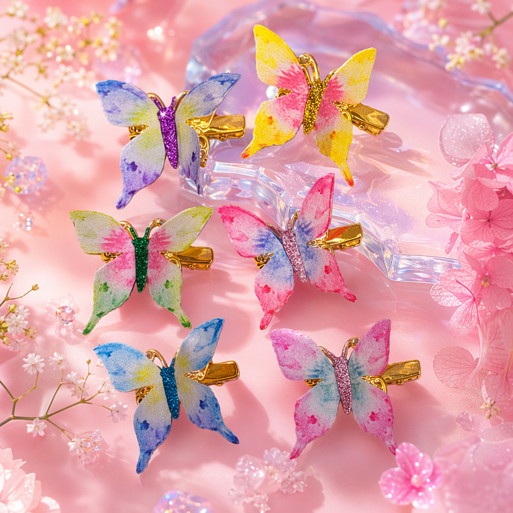 Colorful butterfly hair clips, cute headwear for girls, sweet forest-style grab clips, fashionable and versatile accessories Specification image