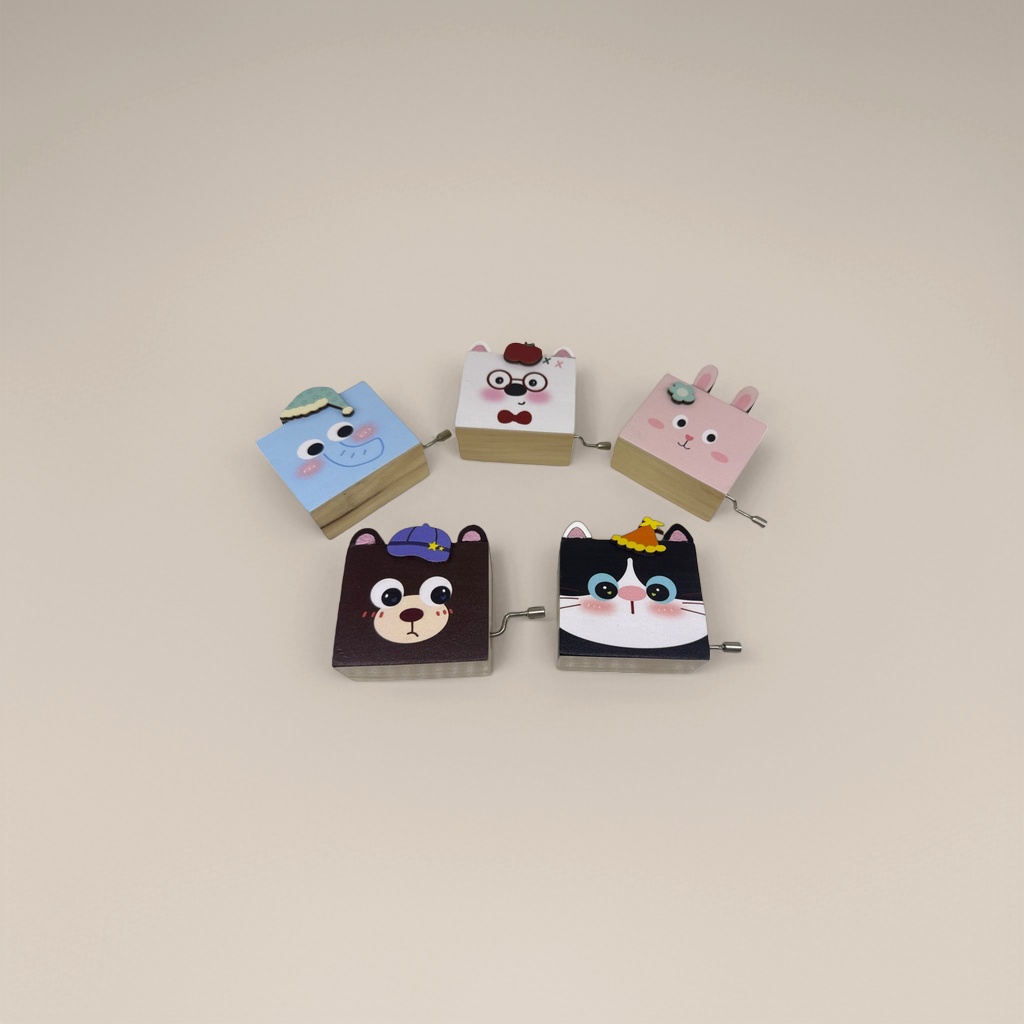Colorful cartoon wooden music box, cute pet music box decoration, children's birthday gift, souvenir music box Specification image