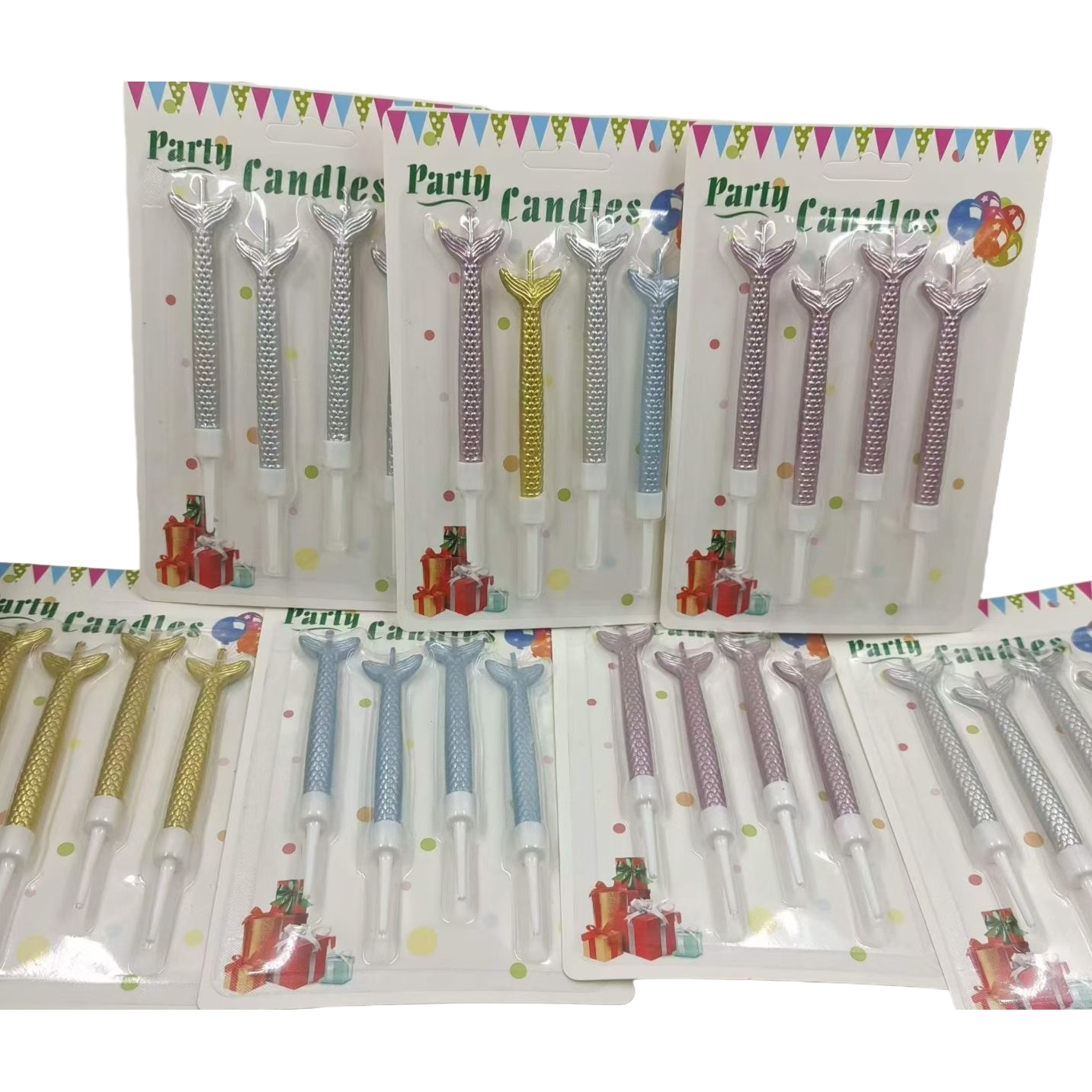 Colorful mermaid tail-shaped party candles, festival and birthday decoration items Item Picture