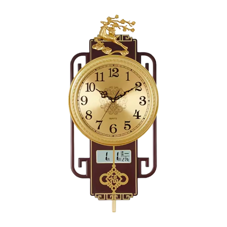 Golden wall clock for living room and bedroom, simple and modern wall-mounted clock with silent hands Item Picture