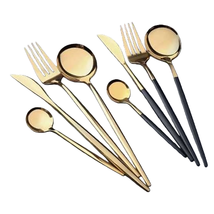 16-piece golden tableware set, stainless steel spoons, forks and knives, simple and elegant home style Item Picture