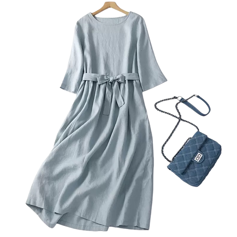 A new light blue dress for women in summer, a slimming and form-fitting A-line dress Item Picture