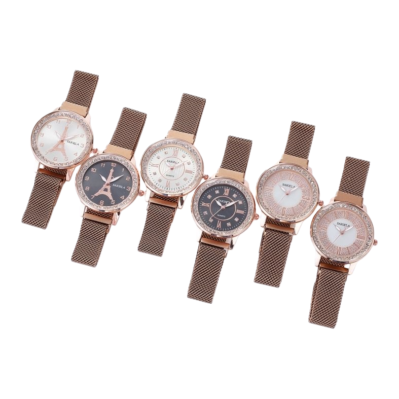 The rose gold watch strap watch set is compatible with multiple brands of women's watches and has an adjustable metal chain Item Picture