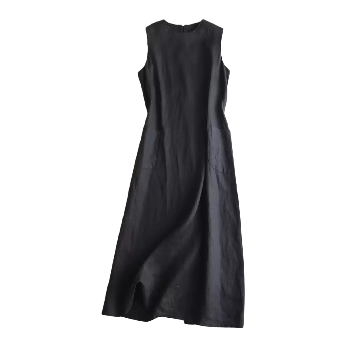 Black sleeveless dress for women, a solid color long dress with a slimming and form-fitting look in summer Item Picture