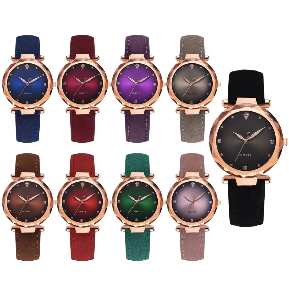 A fashionable and simple quartz watch with a colorful dial Item Picture