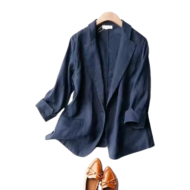 A single piece of business formal wear, a dark blue men's fitted suit jacket Item Picture