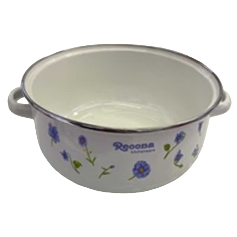 White ceramic pot with blue flower patterns, multi-functional for household use such as woks, frying pans and stewing pans Item Picture