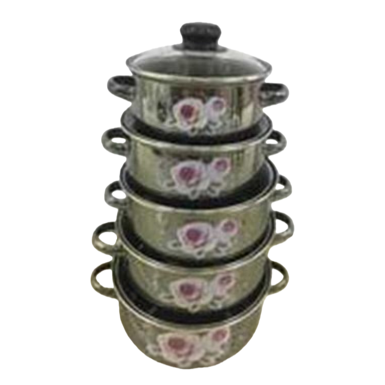 Silver rose-patterned cookware set, non-stick three-piece set for frying, stir-frying, stewing and boiling Item Picture