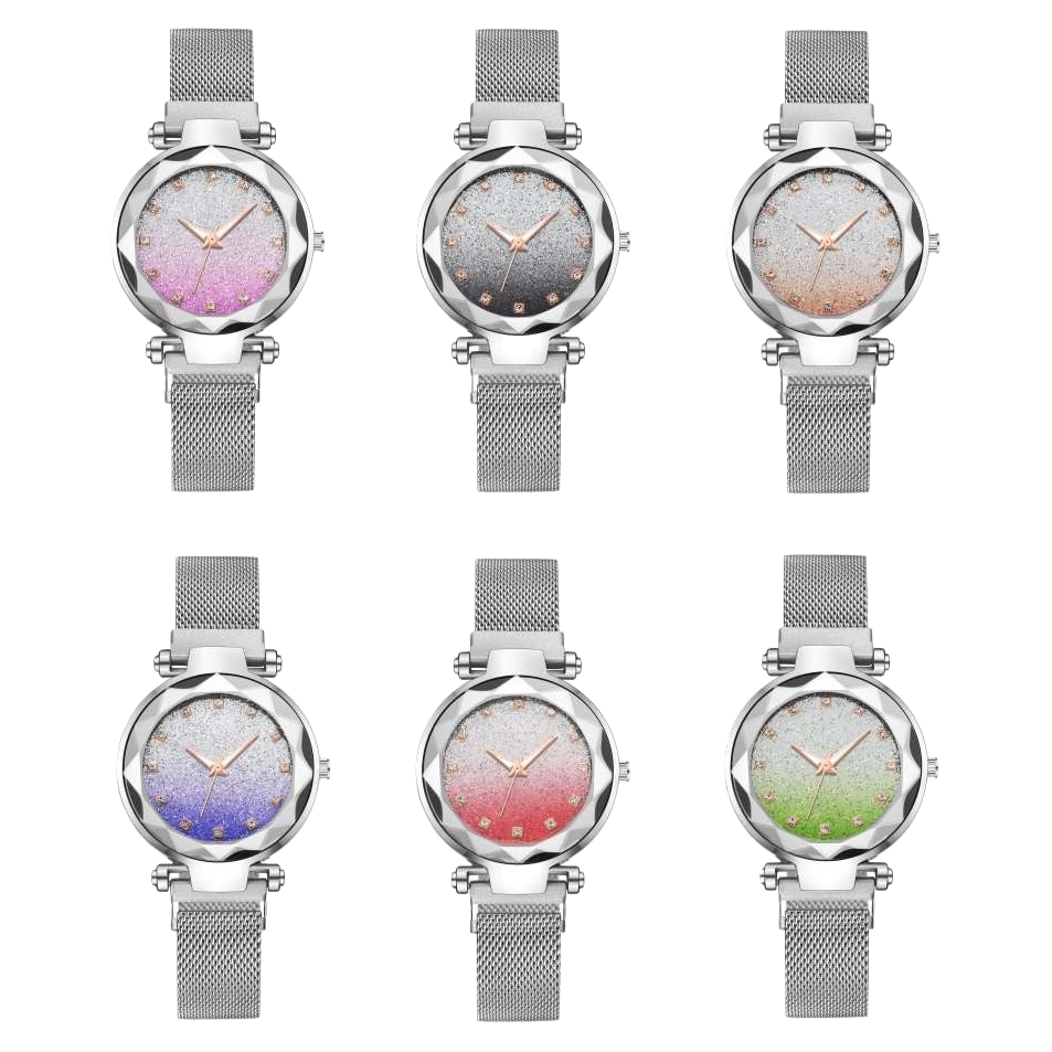 Six watches with silver metal straps and gradient color dials Item Picture