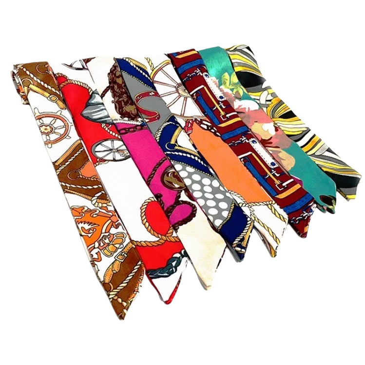 A lightweight and breathable silk handkerchief with multi-color prints, a perfect accessory for women in spring and summer Item Picture