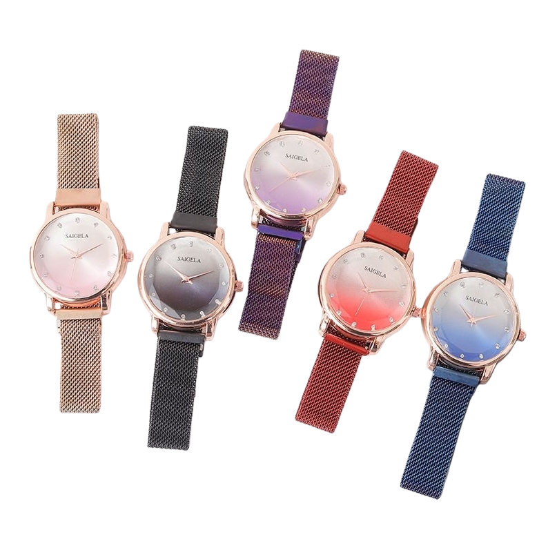 Five fashionable and light luxury quartz watches with color gradient dials for both men and women Item Picture