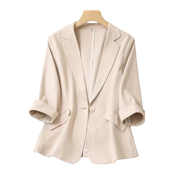 Beige fitted suit jacket for women's spring and autumn business casual single-piece suit jacket Item Picture